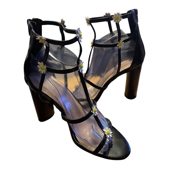 BCBGeneration Jordan Sunflower Heels Caged Gladiator Sandals Womens Size 9 Black - Picture 7 of 11